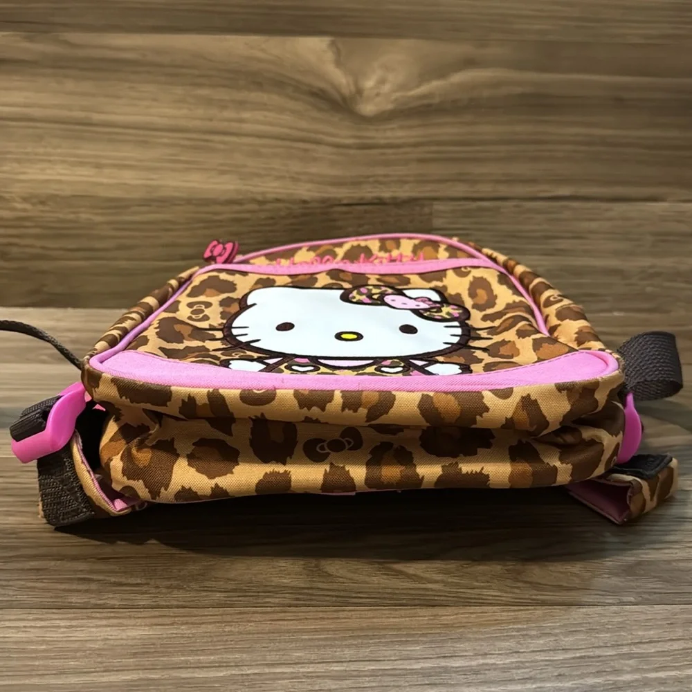 Hello Kitty 2014 Sanrio Mini Leopard Pink Brown Tan Bows Coated Canvas Bag